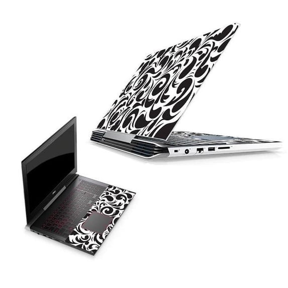 Skin Decal Wrap Compatible With Dell G5 15" 2018 Gaming Laptop Sticker Design Swirly Black