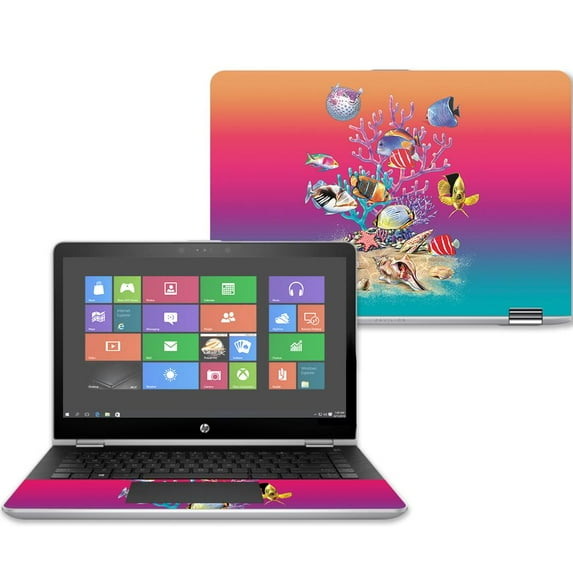 Skin Decal Wrap Compatible With HP Pavilion x360 15" (2017) Sticker Design Coral Garden