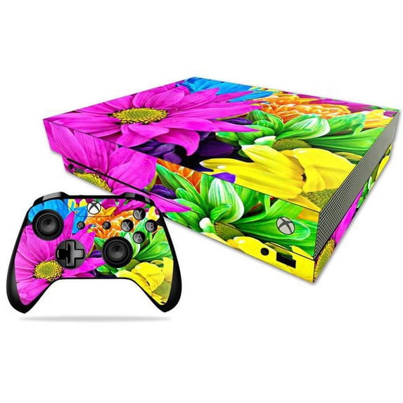 Skin Decal Wrap Compatible With Microsoft Xbox One X Colorful Flowers