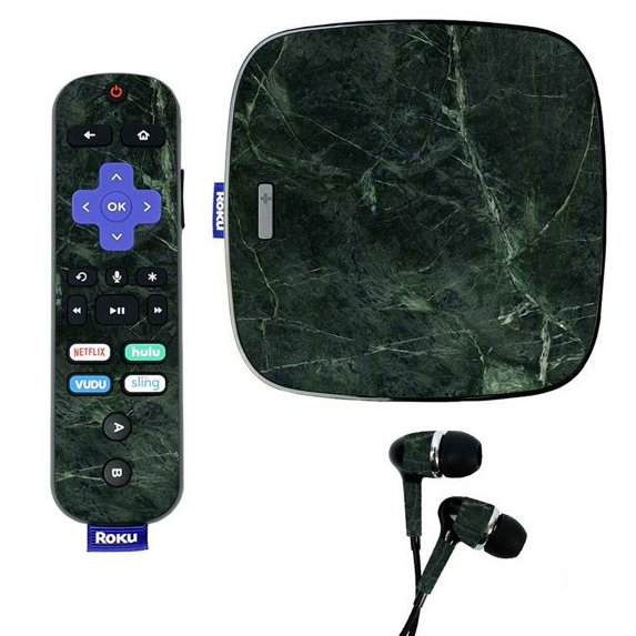 Skin Decal Wrap Compatible With Roku Ultra Sticker Design Green Marble