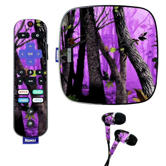 Skin Decal Wrap Compatible With Roku Ultra Sticker Design Purple Tree Camo