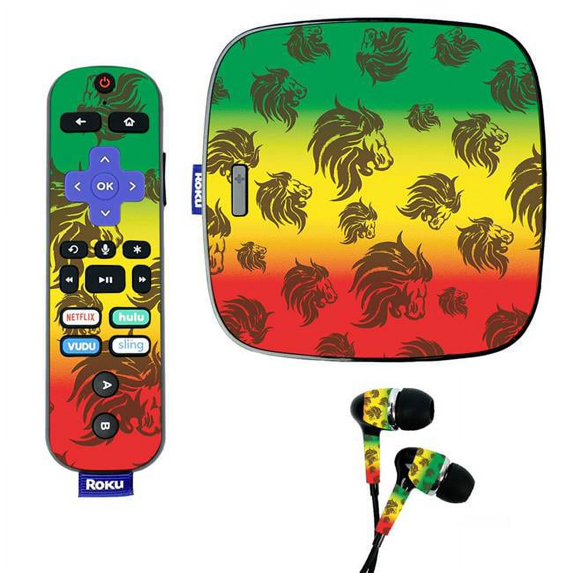 Skin Decal Wrap Compatible With Roku Ultra Sticker Design Rasta Lion