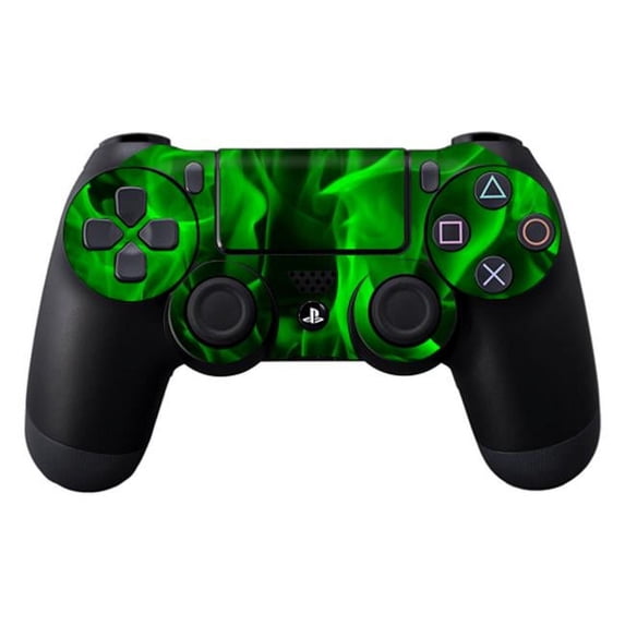 Skin Decal Wrap Compatible With Sony PS4 Controller Green Flames