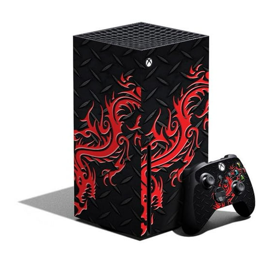 Skin Decal Wrap Compatible With XBOX Series X Bundle Sticker Design Red Dragon