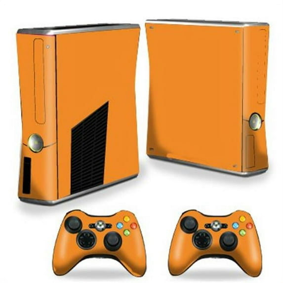 Skin Decal Wrap Cover Compatible With Xbox 360 S Slim + 2 controllers Orange