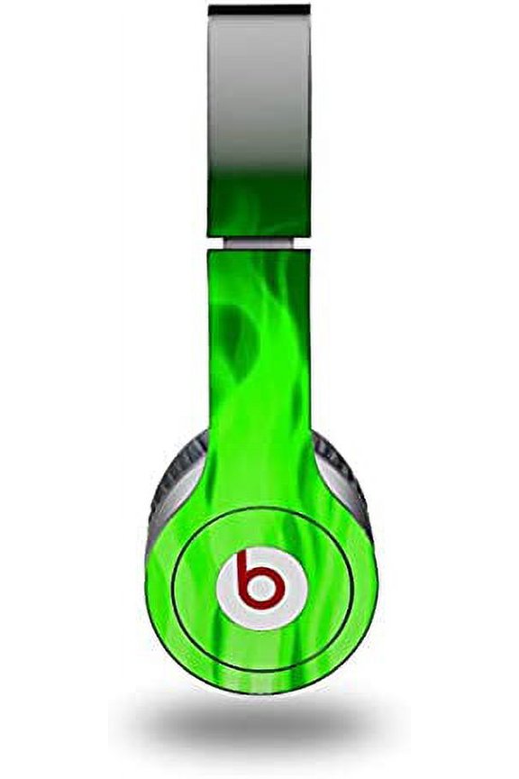 Skin Decal Wrap Works with Original Beats Solo HD Headphones Fire Green Skin Only (Headphones NOT Included)
