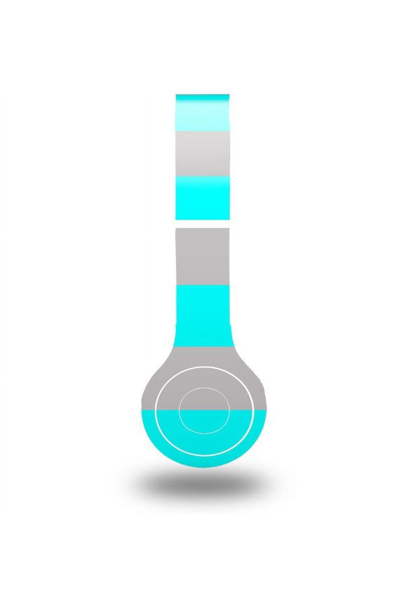 Skin Decal Wrap compatible with Original Beats Solo HD Kearas Psycho Stripes Neon Teal and Gray (HEADPHONES NOT INCLUDED)
