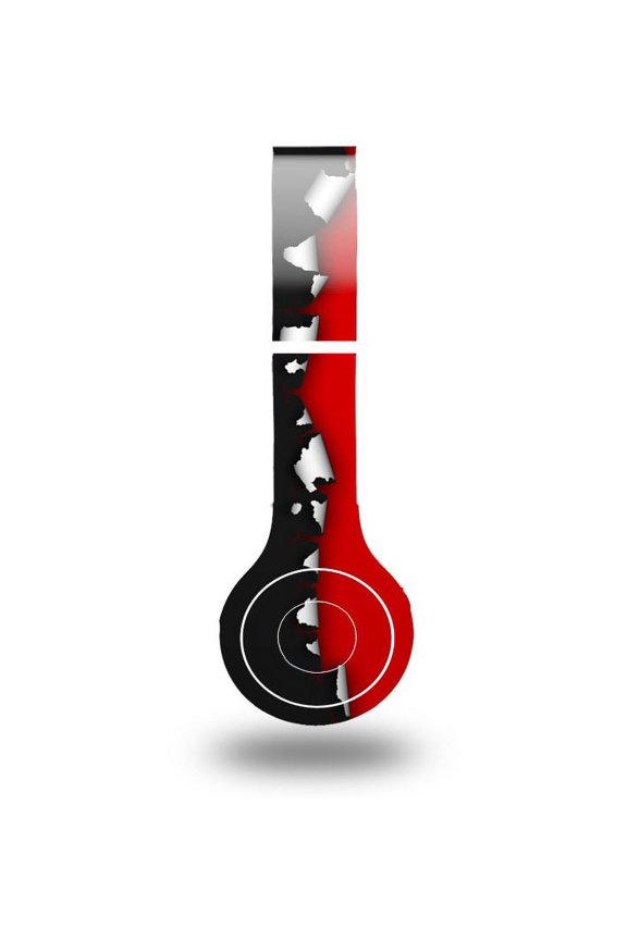 Skin Decal Wrap compatible with Original Beats Solo HD Ripped Colors Black Red (HEADPHONES NOT INCLUDED)