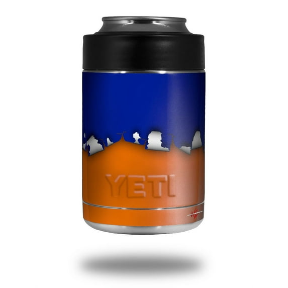 Skin Decal Wrap for Yeti Colster, Ozark Trail and RTIC Can Coolers - Ripped Colors Blue Orange (COOLER NOT INCLUDED) by WraptorSkinz
