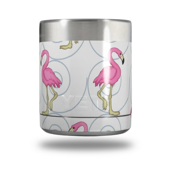 Skin Decal Wrap for Yeti Rambler Lowball - Flamingos on White by WraptorSkinz