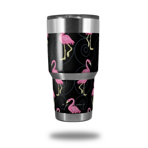 Skin Decal Wrap for Yeti Tumbler Rambler 30 oz Flamingos on Black ( 30oz TUMBLER NOT INCLUDED )