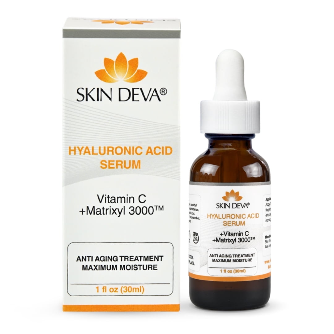 Skin Deva Hyaluronic Acid Vitamin C Serum - Brightening & Hydrating Facial Treatment for Anti-Aging & Skin Glow - 1 oz