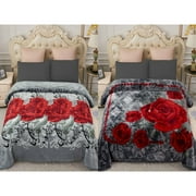 JML 2 Side Printed Warm Fleece Bed Blanket in King Size Grey Rose