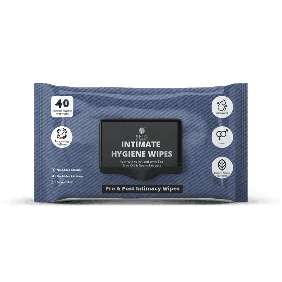 Skin Elements Intimate Hygiene Wet Wipes | Unisex | pH balanced Wet Wipes | Tea Tree Oil & Neem Extracts | 40 Intimate Hygiene Wet Wipes | For Pre and Post Intimacy