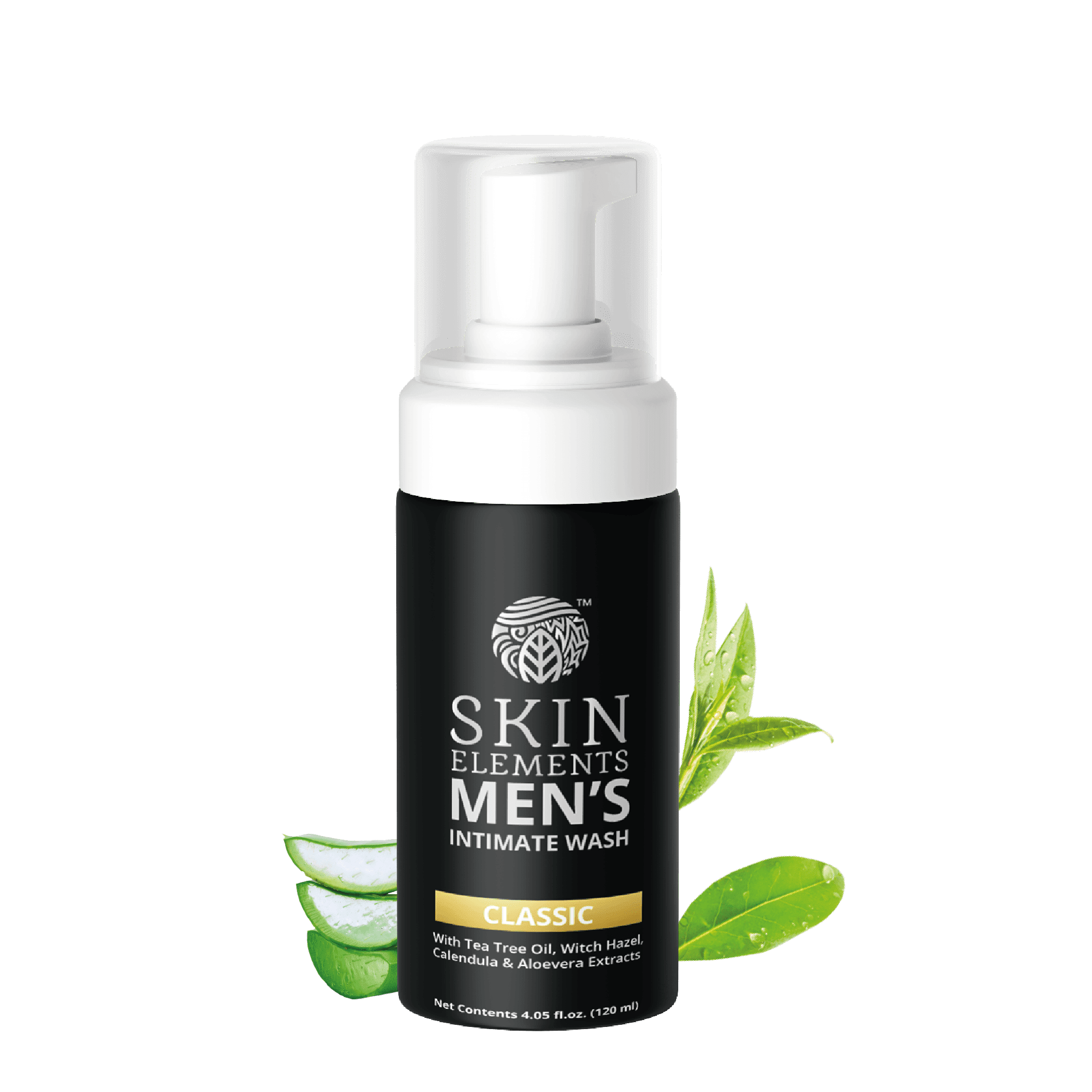 Skin Elements Intimate Wash for Men (4.05 fl. oz.) | pH Balanced Foaming Penis Wash | Tea Tree Oil | Controls Bad Odor and Soothes Intimate Area