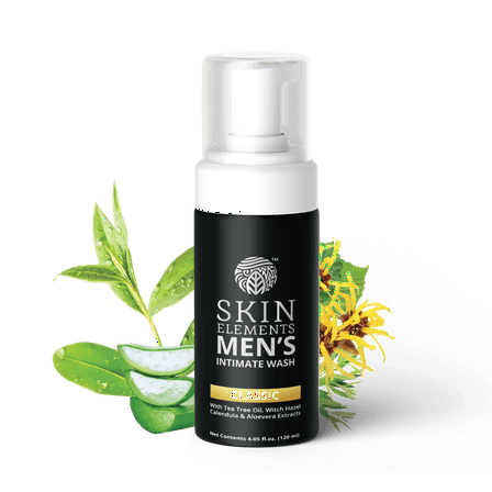 Skin Elements Intimate Wash for Men (4.05 fl. oz.) | pH Balanced Foaming Penis Wash | Tea Tree Oil | Controls Bad Odor and Soothes Intimate Area