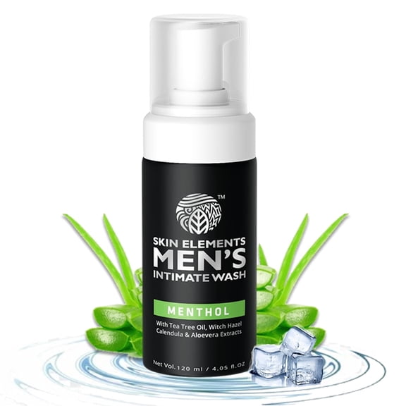 New Year's Deals Skin Elements Men's Intimate Wash- Menthol 4.05 fl oz- pH Balanced Prevents Itching,Irritation-Foam