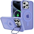 thumbnail image 1 of Skin Feel Compatible with iPhone 15 Pro Max Case Build in Kickstand, Compatible with MagSafe, Matte Translucent Slim Protective Anti-Fingerprint Cover (Light Purple,IP 15 Pro Max), 1 of 9