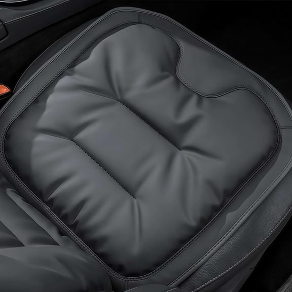 Skin-Friendly & Dirt-Repellent Leather Seat Cushions, Car Seat Cushion, Anti-Slip PU Provides Support and Comfort, Easy Cleaning, for Most Auto & Office Chairs (Black)