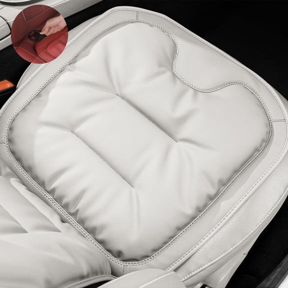 Skin-Friendly & Dirt-Repellent Leather Seat Cushions, Universal Thickened Non Slip Memory Foam Car Seat Cushion, Soft Comfortable & Breathable, Easy Cleaning, for Car, Office (White, Standard)