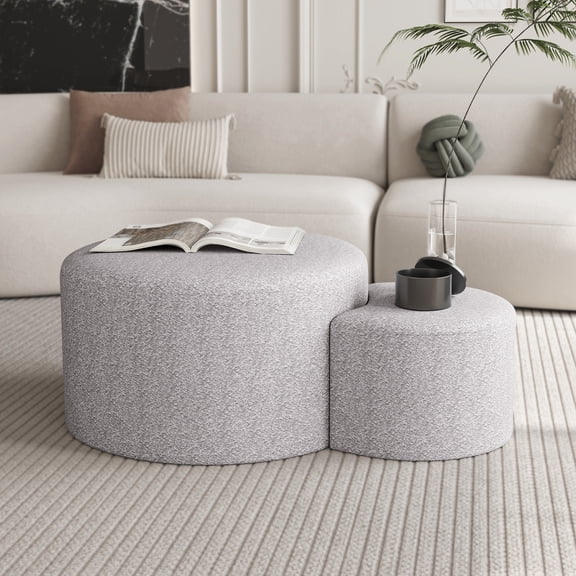 Skin - Friendly Fabric Nesting Ottoman / Versatile Seating for Entryway