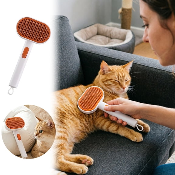 Skin Friendly Self-Cleaning Slicker Brush for Dogs & Cats, Gentle Pet Grooming Tool for Shedding & Deshedding, Efficient Hair Remover for Long & Short Haired Pets