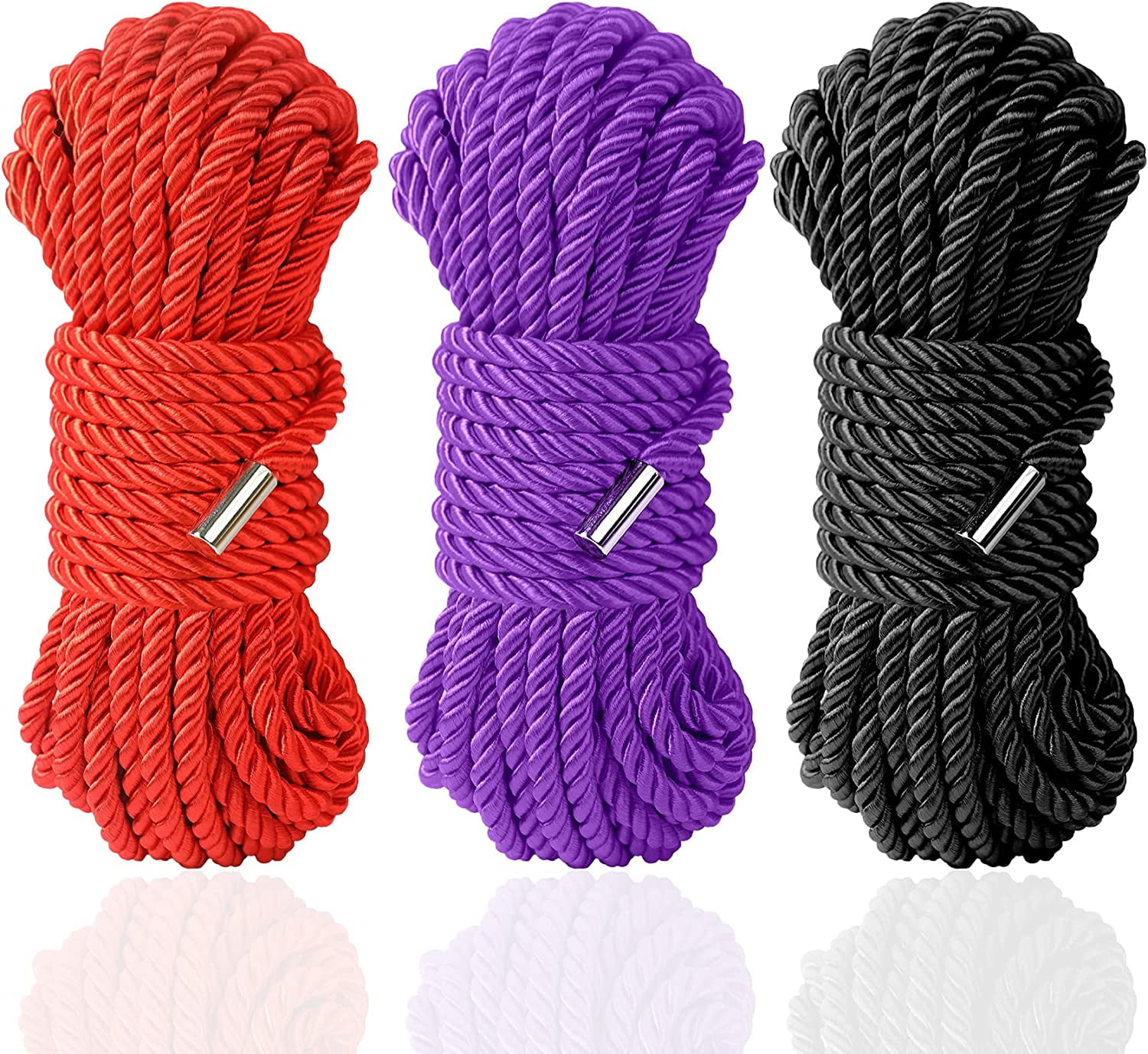 Skin Friendly Smooth Rope Durable Thick Rope Soft Braided Twisted Silk Rope(Black,Black)