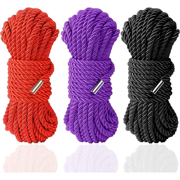 Skin Friendly Smooth Rope Durable Thick Rope Soft Braided Twisted Silk Rope(Black,Black)