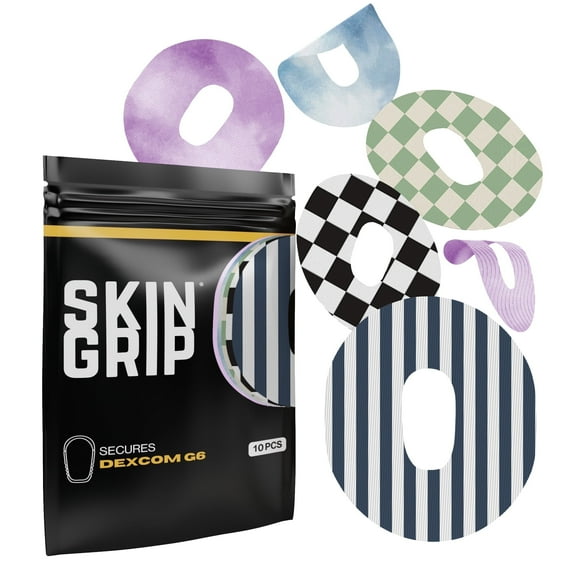 Skin Grip Dexcom G6 Patches - 10 Pack, Waterproof CGM Glucose Monitor Adhesive Covers, Durable Long-Lasting Sensor Patches - Classics