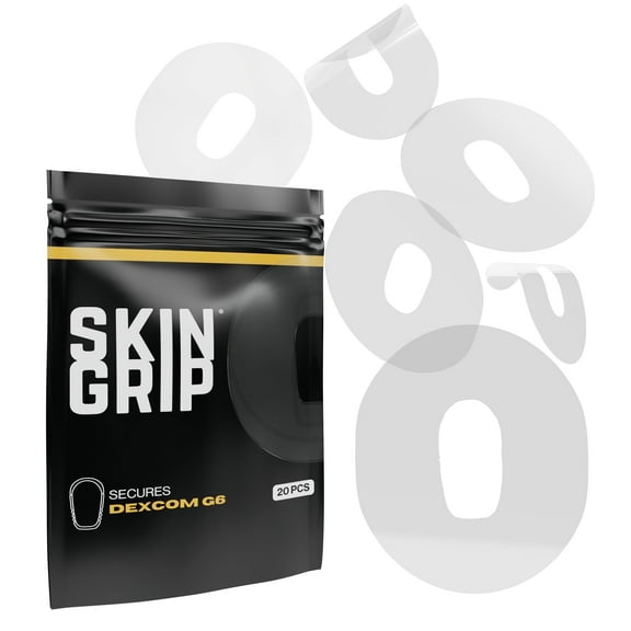 Skin Grip Dexcom G6 Patches - 20 Pack, Waterproof CGM Glucose Monitor Adhesive Covers, Durable Long-Lasting Sensor Patches - Clear