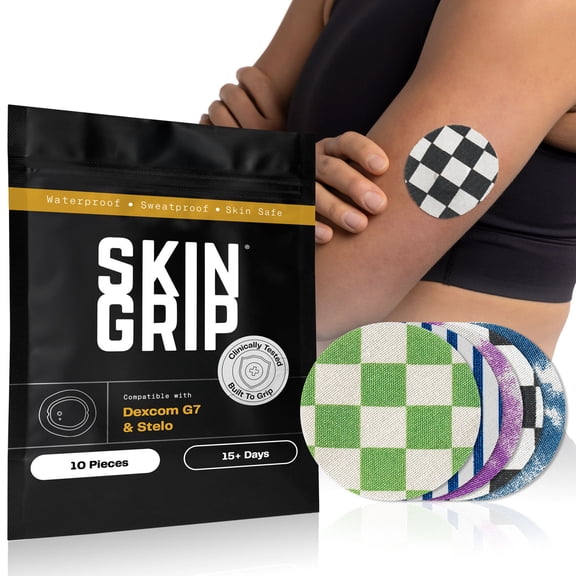 Skin Grip Dexcom G7 & Stelo Patches - 10 Pack, Waterproof CGM Glucose Monitor Adhesive Covers, Durable Long-Lasting Sensor Patches - Classics