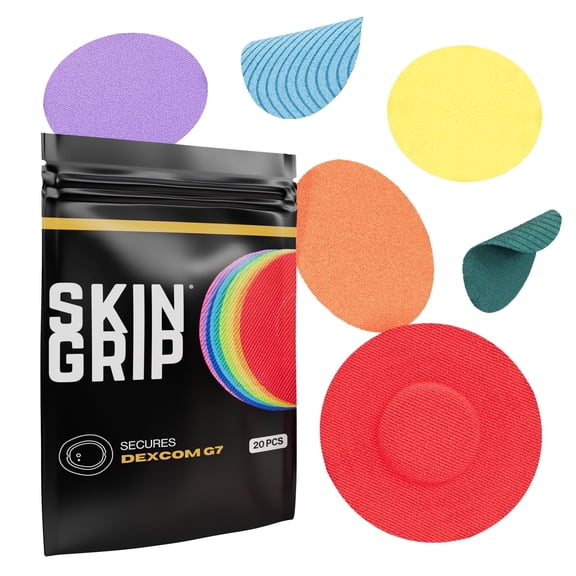 Skin Grip Dexcom G7 & Stelo Patches - 20 Pack, Waterproof CGM Glucose Monitor Adhesive Covers, Durable Long-Lasting Sensor Patches - Rainbow