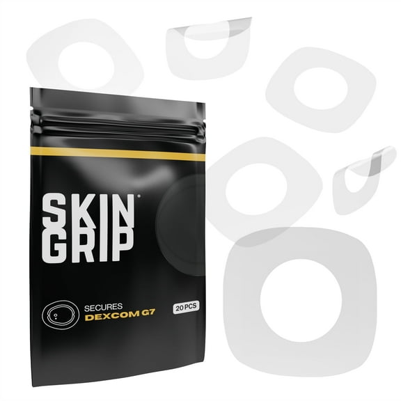 Skin Grip Dexcom G7 & Stelo Patches with Sensor Cut-Out Hole - 20 Pack, Waterproof CGM Glucose Monitor Adhesive Covers, Durable Long-Lasting Patches - Clear