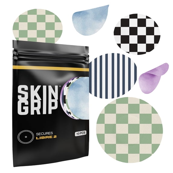 Skin Grip Freestyle Libre 2 & Lingo Patches - 10 Pack, Waterproof CGM Glucose Monitor Adhesive Covers, Durable Long-Lasting Sensor Patches - Classics