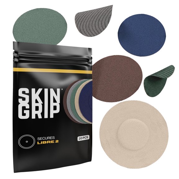 Skin Grip Freestyle Libre 2 & Lingo Patches - 20 Pack, Waterproof CGM Glucose Monitor Adhesive Covers, Durable Long-Lasting Sensor Patches - Basics