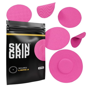 Skin Grip Freestyle Libre 2 & Lingo Patches - 20 Pack, Waterproof CGM Glucose Monitor Adhesive Covers, Durable Long-Lasting Sensor Patches - Pink