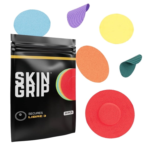 Skin Grip Freestyle Libre 3 Patches - 20 Pack, Waterproof CGM Glucose Monitor Adhesive Covers, Durable Long-Lasting Sensor Patches- Rainbow
