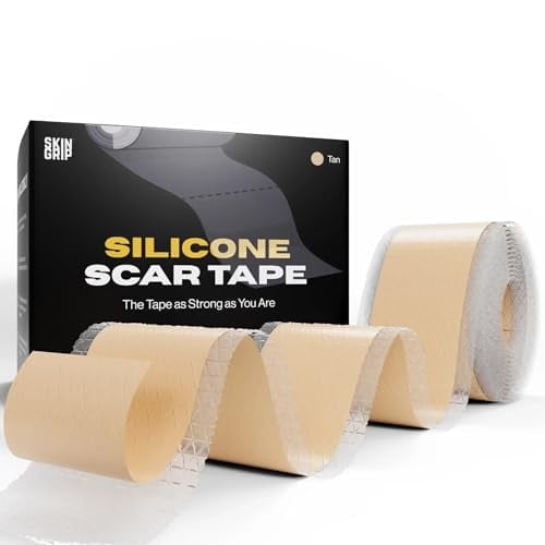 Skin Grip Medical Grade Silicone Scar Tape 1.6"x120" Roll Increased Strength & Reduced Irritation  Silicone Scar Sheets for Face, Surgical Scars, C-Section, Keloid, Tummy Tuck, Burn, Acne  Its cle