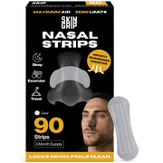 Skin Grip Nasal Strips for Snoring & Breathing  Instant Relief from Nasal Congestion, Drug-Free Snore Strips, All-Day Hold   Sleep Better, Exercise Stronger, Travel Confidently   90-Day Supply, Clear