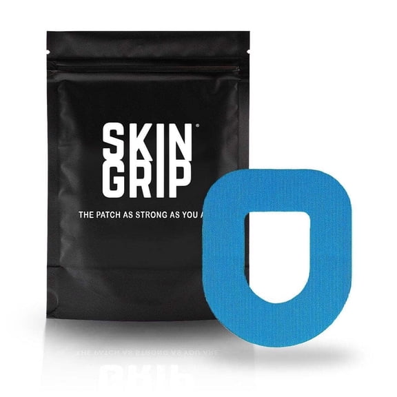 Skin Grip Omnipod Overpatches for Omnipod 5 & Dash – Waterproof, Sweatproof Adhesive Patches for Insulin Pump Protection – Pre-Cut Patches for Omnipod Devices – 20-Pack - Blue