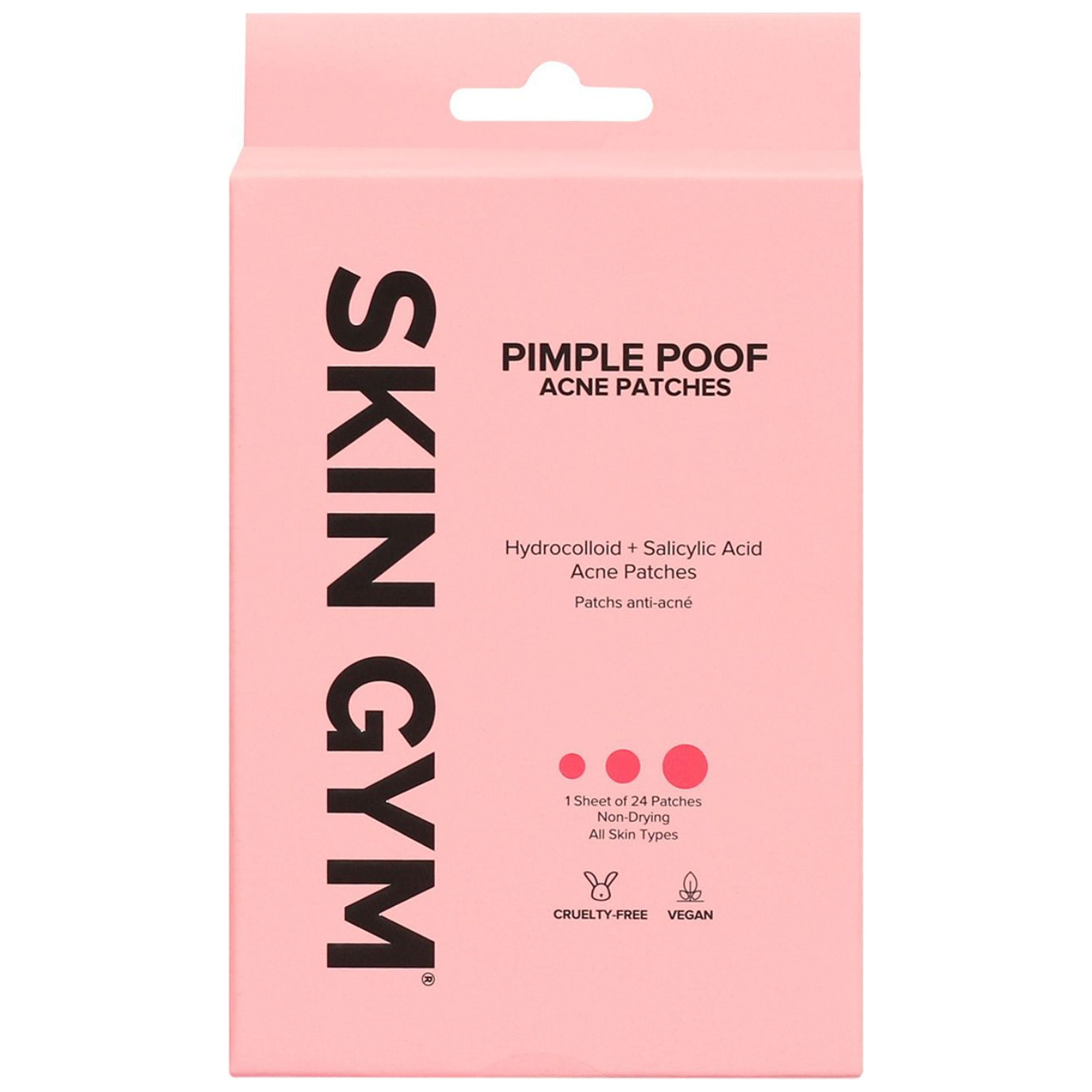 Skin Gym PimplePoof Blemish Patches with Hydrocolloid and Salicylic Acid, 24 Patches for All Skin Types, Minimize Pores and Target Zits