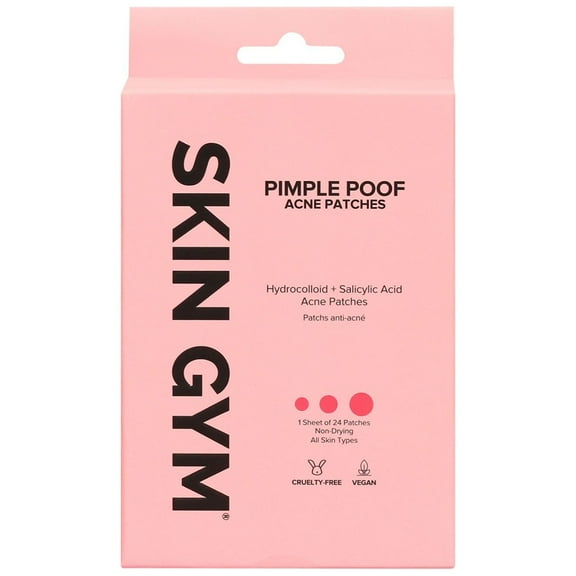 Skin Gym PimplePoof Blemish Patches with Hydrocolloid and Salicylic Acid, 24 Patches for All Skin Types, Minimize Pores and Target Zits