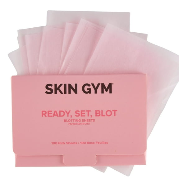 (2 pack) Skin Gym Ready, Set, Blot Pink Blotting Papers 100 Count, Eco-Friendly, Biodegradable, On-the-Go Blotting Papers to Absorb Oil and Shine
