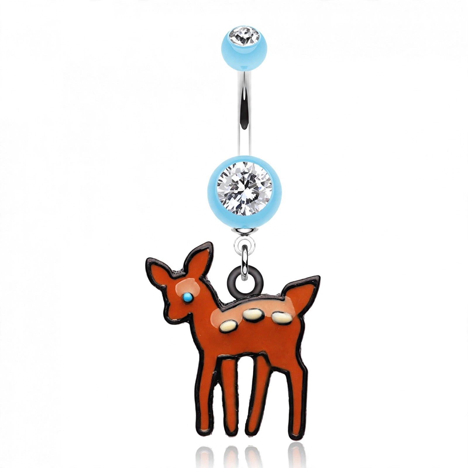 Skin Metals Adorable Fawn 14G Surgical Steel Belly Button Ring, Light ...