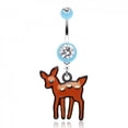 Skin Metals Adorable Fawn 14G Surgical Steel Belly Button Ring, Light ...