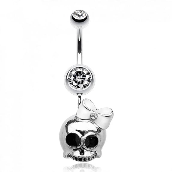 Skin Metals Adorable Skull Hair Bow 14G Surgical Steel Belly Button ...