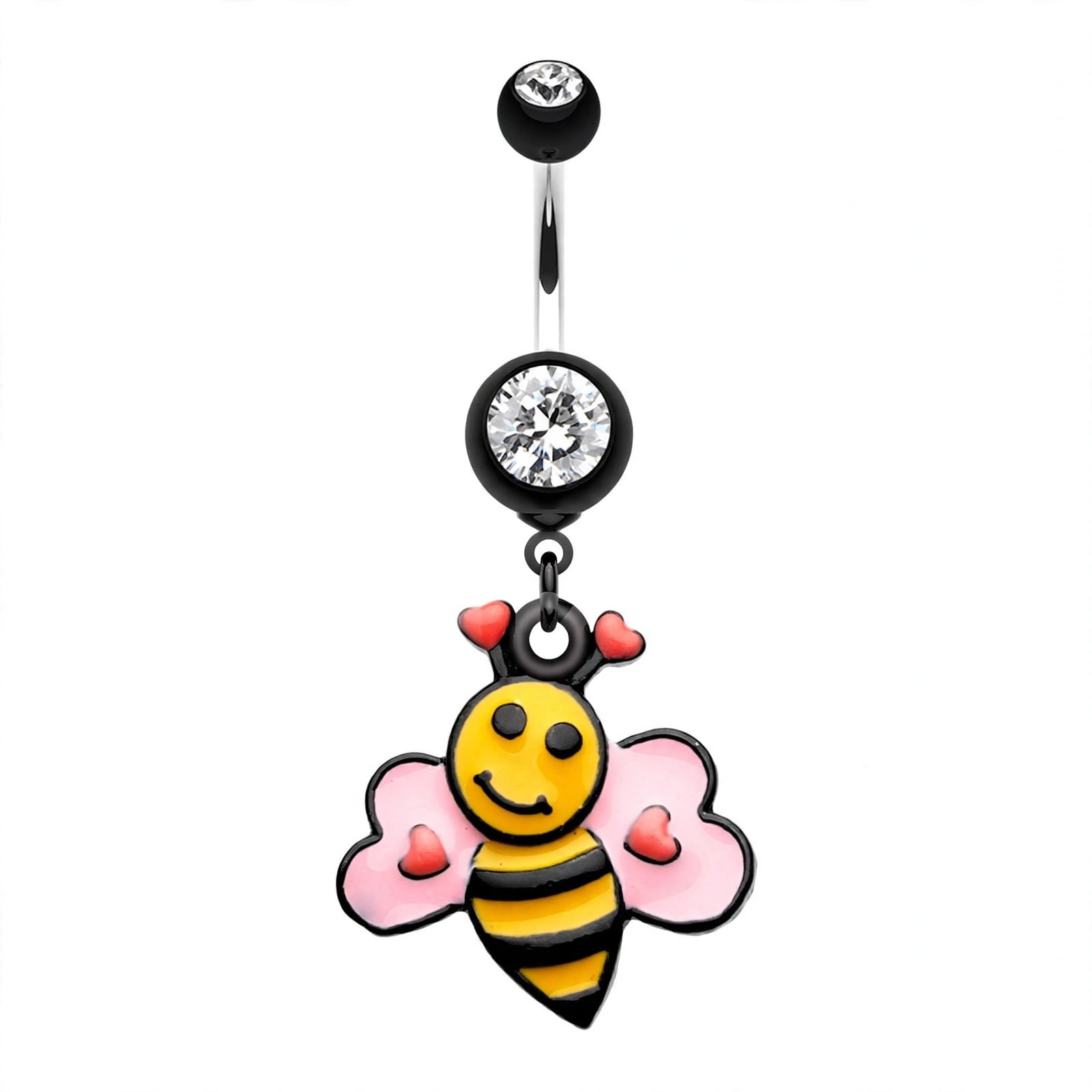 Skin Metals Bumble Bee Love 14G Surgical Steel Belly Button Ring, Black ...