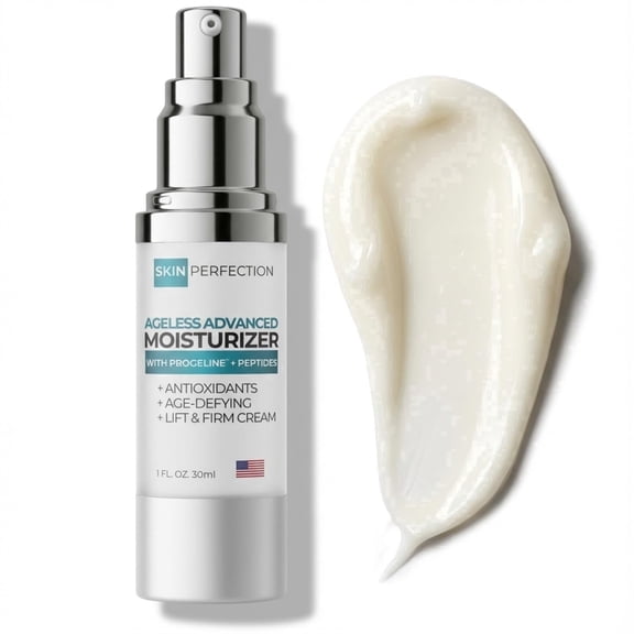 Skin Perfection Ageless Peptide Moisturizer Cream for Face Neck and Decollete, Progeline Peptide Blend, Lightweight Daily Cream, 1 oz