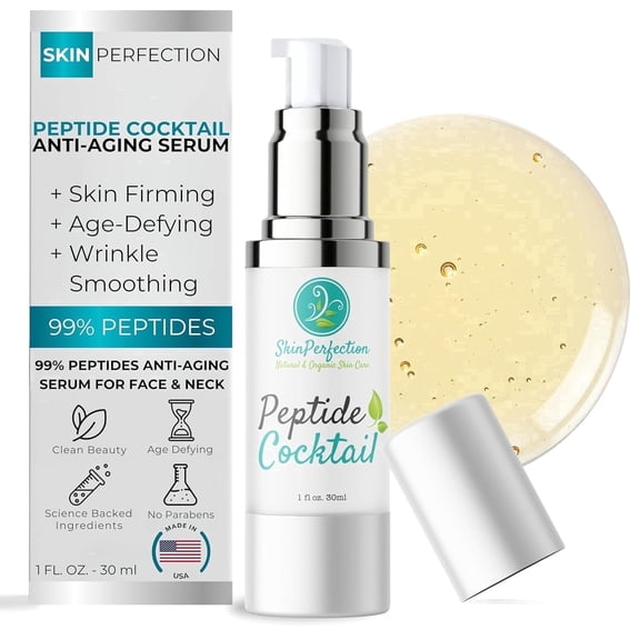 Skin Perfection Multi-Peptide Face Serum for Women and Men, Matrixyl 3000, Pentamide-6, Syn-Coll, Snap-8, Lightweight Daily Serum, Smoother-Looking Appearance, 1 oz