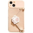 thumbnail image 1 of Skin Pink Phone Case with Cute Cat Paw Card Holder & Adjustable Shoulder Strap, Shockproof Soft Case for iPhone 13 Pro Max, 1 of 7